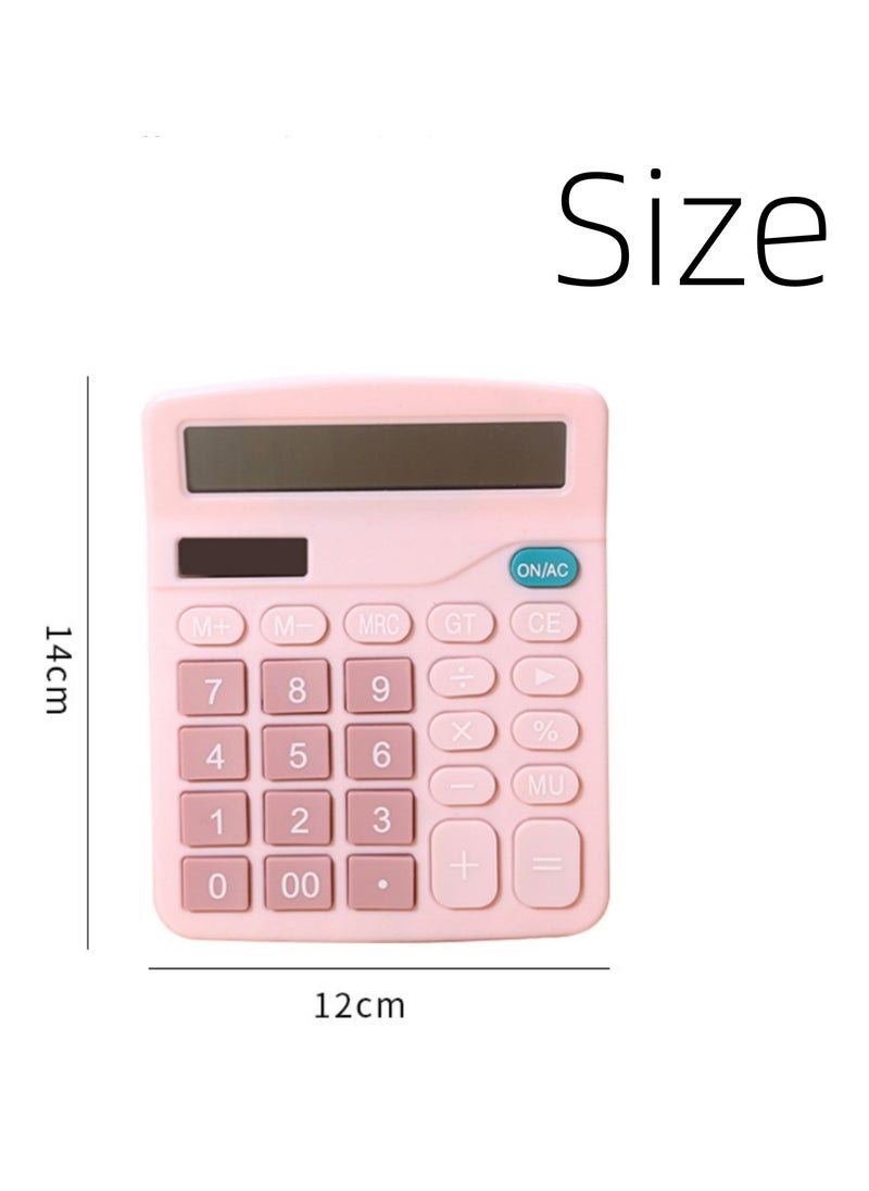 NOVOLAN 12 Digit Calculator Basic Desktop Calculator Solar Practical Calculator Student Calculator Large Lcd Scientific Calculator Non-Slip Oblique View Key Sensitive Office School (Pink)