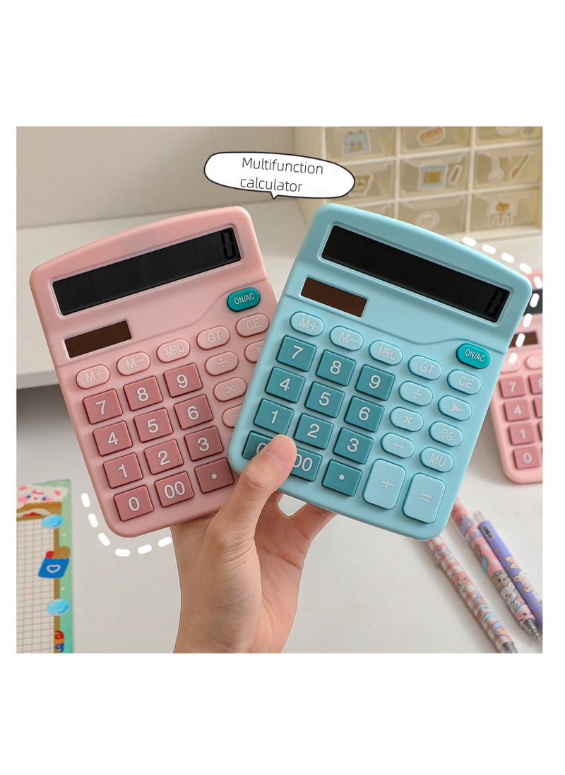 NOVOLAN 12 Digit Calculator Basic Desktop Calculator Solar Practical Calculator Student Calculator Large Lcd Scientific Calculator Non-Slip Oblique View Key Sensitive Office School (Pink)