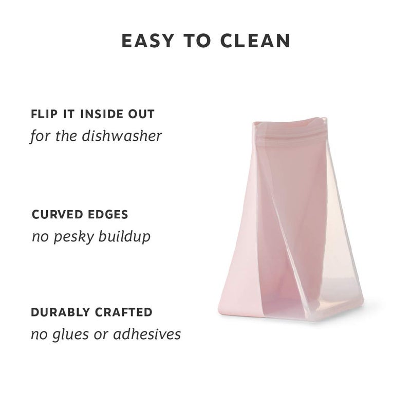 WP W&P Porter Silicone Reusable Storage Bag  Sandwich (36oz Stand-Up)  Blush  Food Storage Container  Microwave and Dishwasher Safe  Easy Cleaning  1 Count (Pack of 1) - Image 2