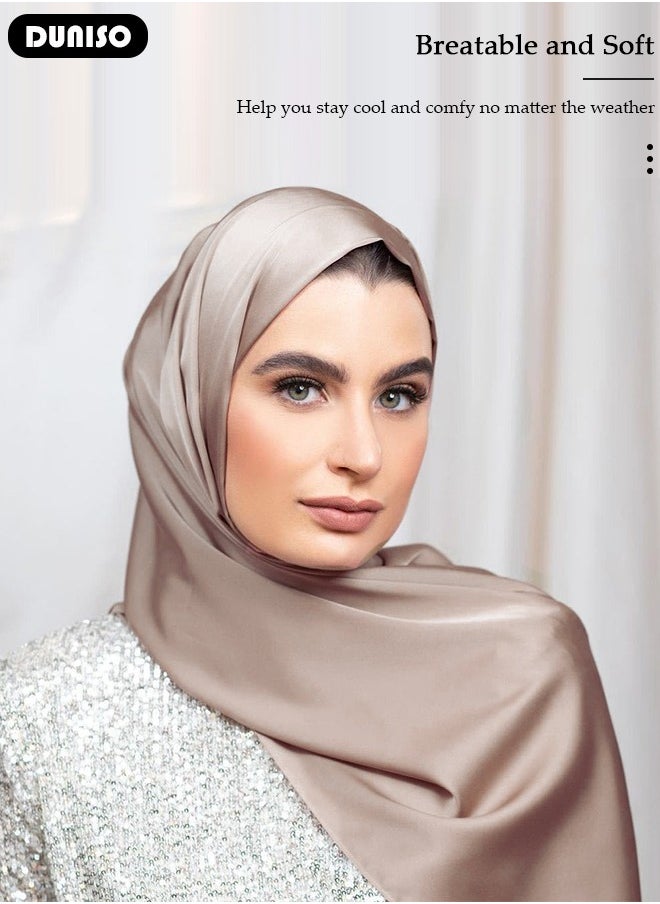 DUNISO Women's Hijab Excellent Material Solid Color Headscarf and Shawl, Soft Warm Scarf Wrapped Around Hair in Autumn and Winter, 110*110 cm Versatile and Artistic Scarf  - Image 2