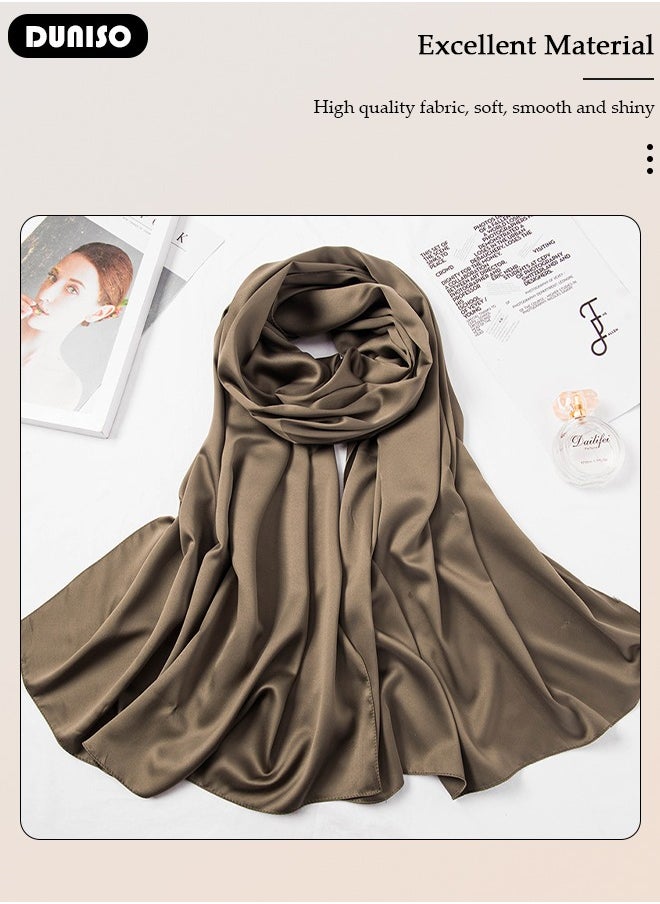 DUNISO Women's Hijab Excellent Material Solid Color Headscarf and Shawl, Soft Warm Scarf Wrapped Around Hair in Autumn and Winter, 110*110 cm Versatile and Artistic Scarf  - Image 4