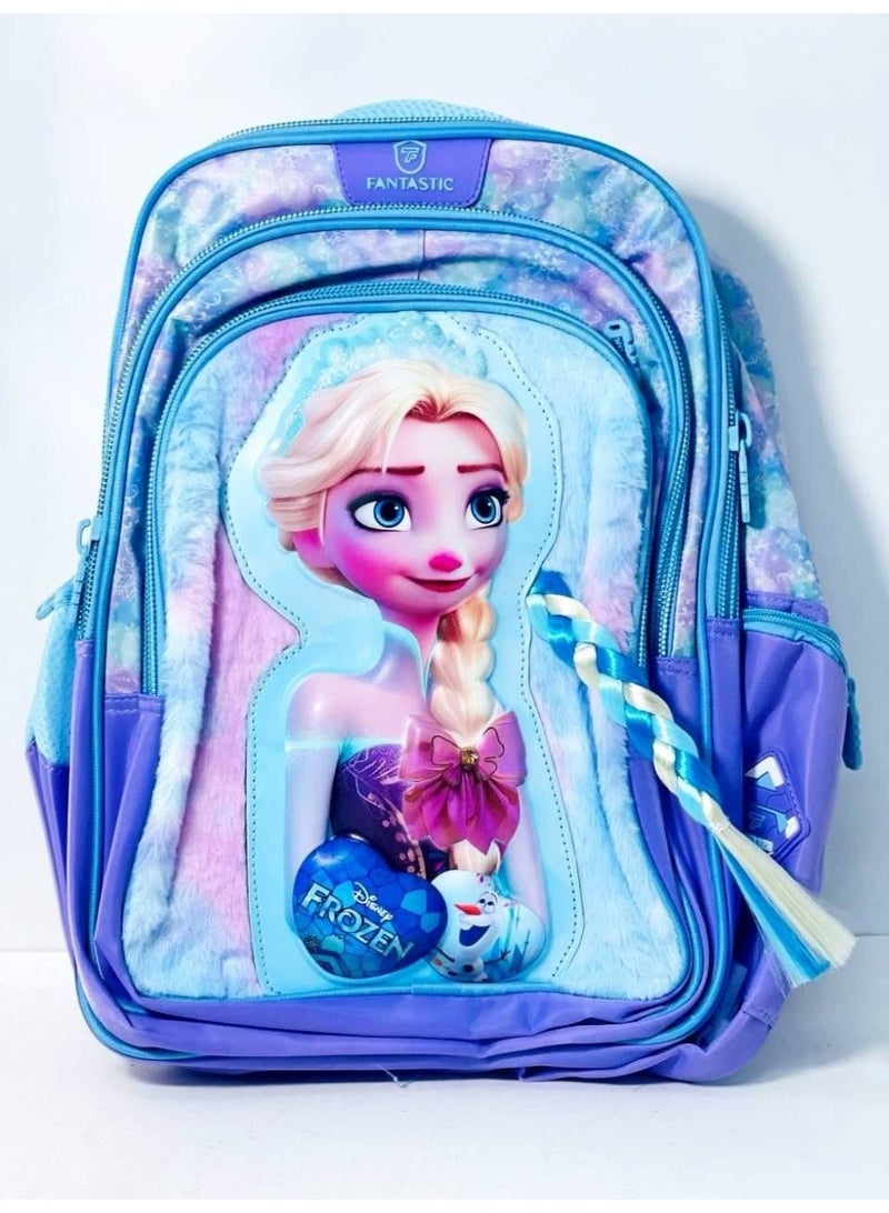 School bag collection: Waterproof bag with 3D faux fur trim. Available in various Disney colors and designs. Features 5 zippers. Bag size: 44 cm - Image 1