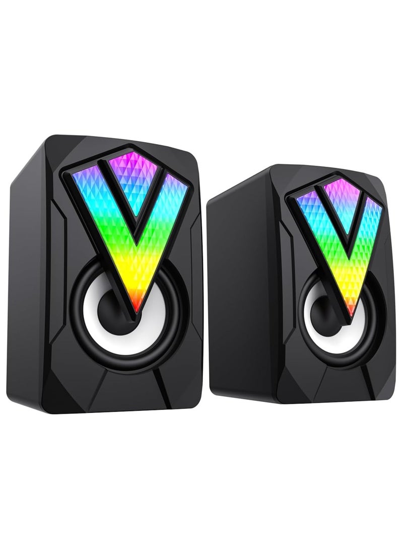 2.0 Stereo Desktop Speaker with RGB Lighting – USB & 3.5mm, Compact and Clear Sound for PC/Laptop  - Image 1