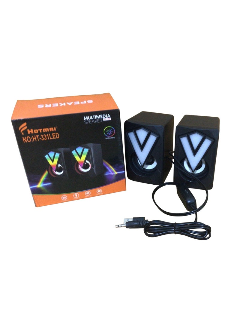 2.0 Stereo Desktop Speaker with RGB Lighting – USB & 3.5mm, Compact and Clear Sound for PC/Laptop  - Image 2