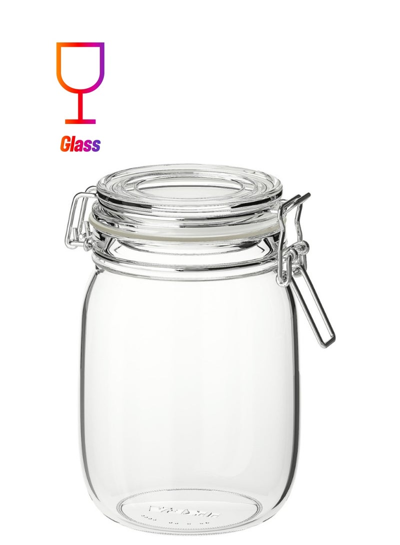 KORKEN Jar with Lid, Clear Glass, 1L - Image 1