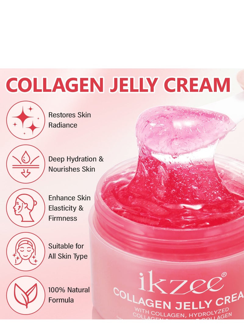 Ikzee jelly cream moisturizing collagen firming elastic cream brightens and evens out skin tone 100ml - Image 2