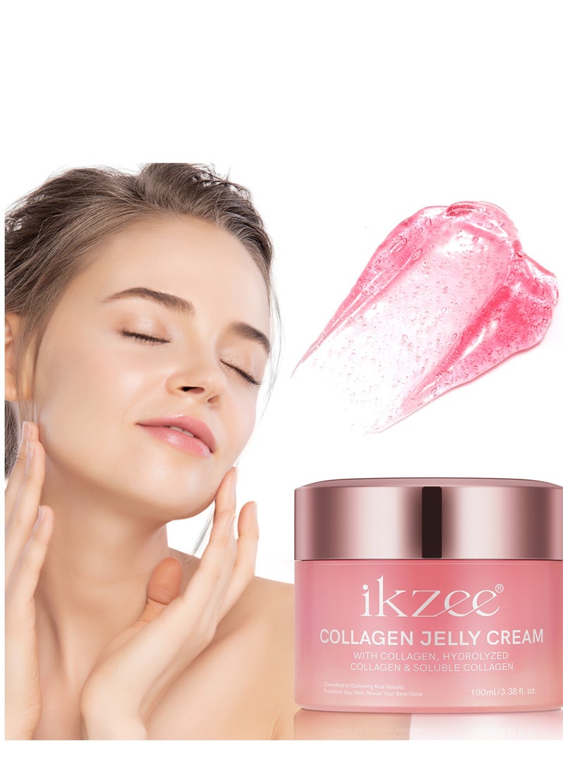Ikzee jelly cream moisturizing collagen firming elastic cream brightens and evens out skin tone 100ml - Image 1