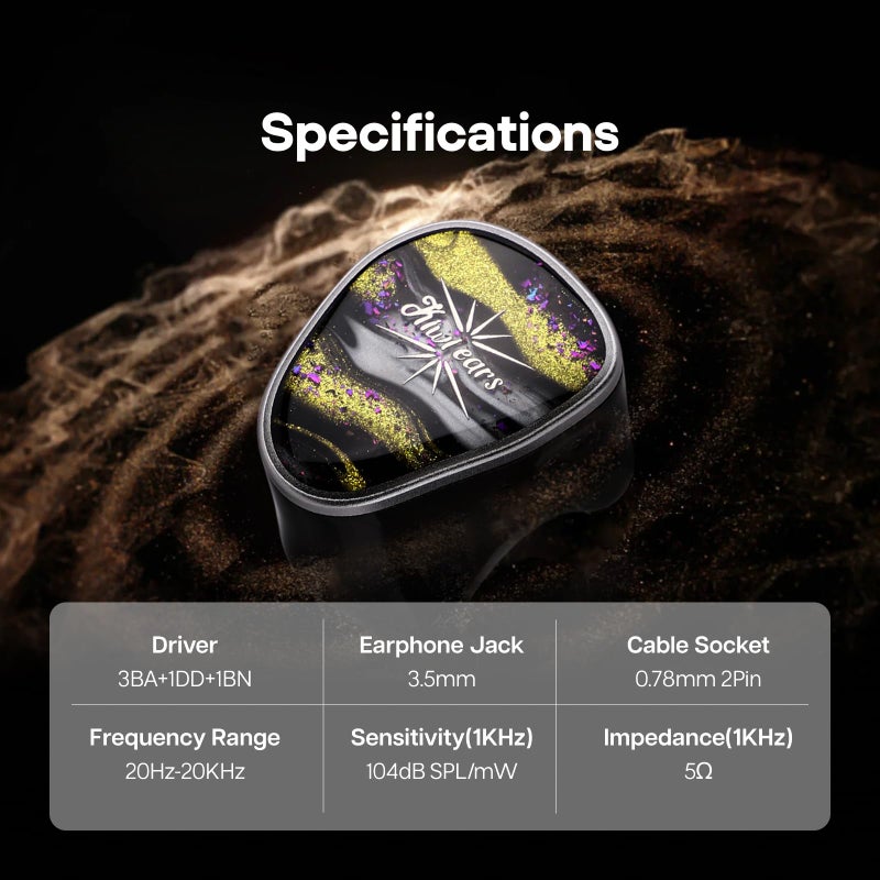 Linsoul سماعات لنسول كيوي إيرز إيتود في الأذن، 3BA+1DD+1BN سائق هجين سماعات داخل الأذن، سماعات ألعاب، سماعات سلكية هاي فاي ستيريو مع كابل قابل للفصل 2Pin لعشاق الصوت والموسيقيين - Image 4
