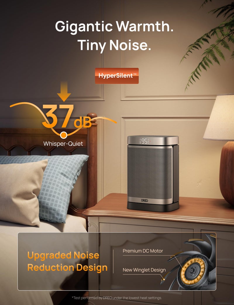 Dreo مدفأة دريو المحمولة، 1500 واط، مدفآت كهربائية للاستخدام الداخلي، مدفأة سيراميك PTC للمكتب مع جهاز تحكم عن بعد، ترموستات، اهتزاز 70 درجة، مؤقت 12 ساعة، 5 أوضاع، مدفأة هادئة وآمنة للغرفة للنوم - Image 4