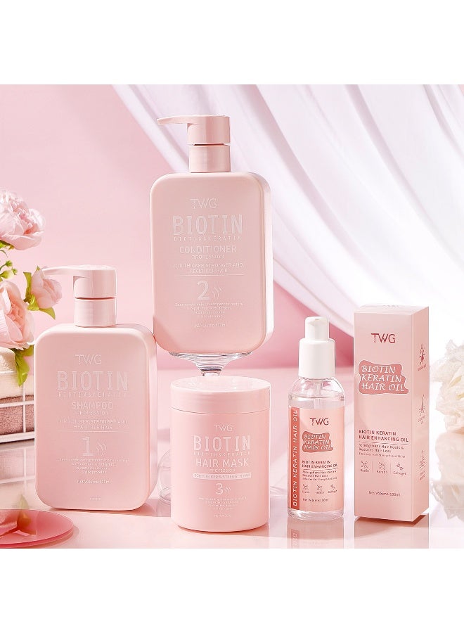 Biotin Shampoo And Conditioner Keratin Hair Mask Biotin Hair Oil Thicker And Strength Anti Dandruff Shampoo Biotin Hair Care Set