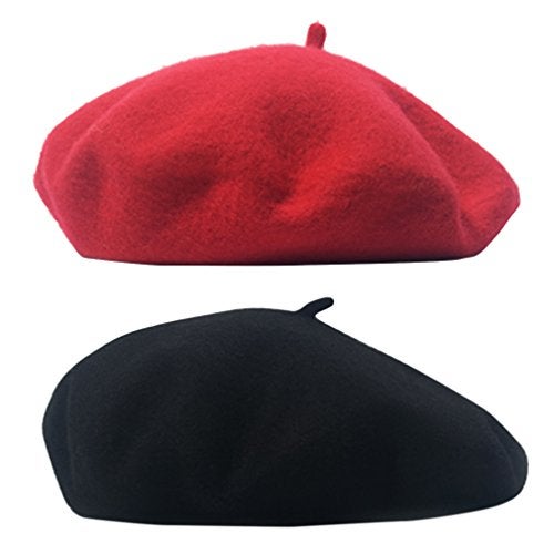 AIYUE Women Men Wool French Beret Solid Color Warm Beanie Hat Artist Painter Fancy Dress Costumes - Image 1