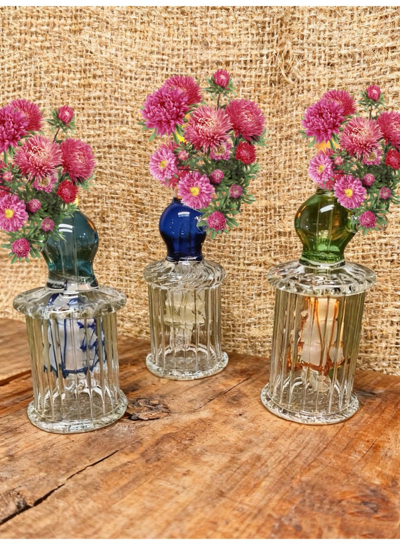 Premium Heat Resistant Glass Oil Lamp, Glass Vase Bottle Medical Grade High Borosilicate Material for Long lasting Use Glass Vase Transparent (Random Color)