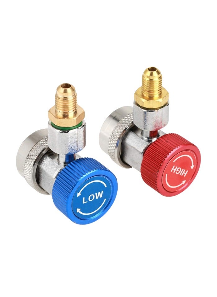R-134A Quick Coupler Adapter Kit, HVAC Adjustable High- Low Connector Conversion with 1/4" size, Compatible with Standard Auto Air Conditioner Manifold Gauge Hose Fitting