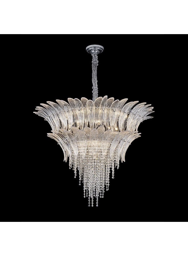 DANUBE HOME Danube Home Florio Crystal Chandelier For Living Room| 17-Lights Indoor Lighting Fixture With E14 Socket|Metal Frame With Chrome Finish|Hanging Lights|Ceiling Lights| L85xW100xH85cm (1 Year Warranty)  - Image 3