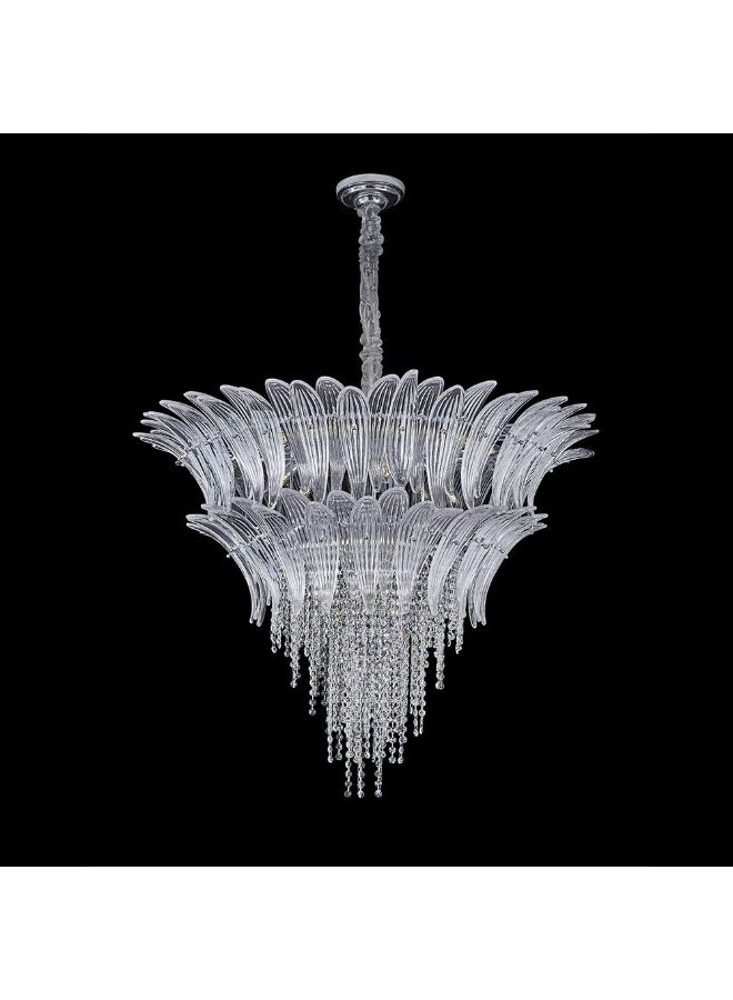 DANUBE HOME Danube Home Florio Crystal Chandelier For Living Room| 17-Lights Indoor Lighting Fixture With E14 Socket|Metal Frame With Chrome Finish|Hanging Lights|Ceiling Lights| L85xW100xH85cm (1 Year Warranty)  - Image 1