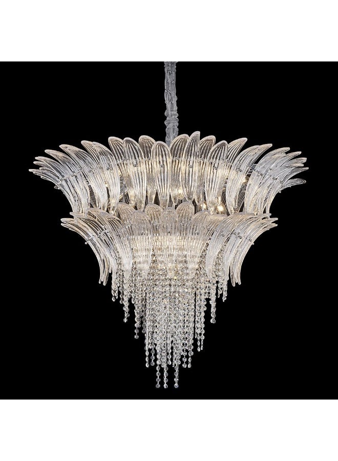 DANUBE HOME Danube Home Florio Crystal Chandelier For Living Room| 17-Lights Indoor Lighting Fixture With E14 Socket|Metal Frame With Chrome Finish|Hanging Lights|Ceiling Lights| L85xW100xH85cm (1 Year Warranty)  - Image 2