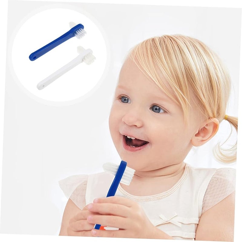 VALICLUD Dual Head Denture Toothbrush 2 Pack Non Slip Handle Multi Tufted Bristles Stain Removal - Image 4