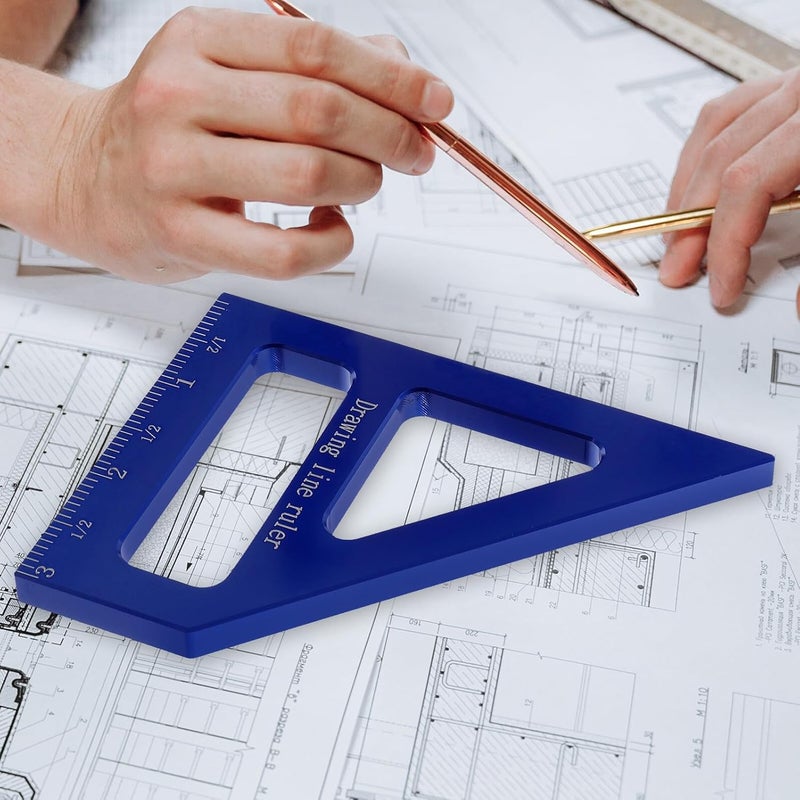 STAHAD Multi-Angle Measuring Ruler 45° 90° Triangle Square Metal Carpenter Ruler with Imperial Scale for Woodworking and Engineering Layout Tools - Image 5