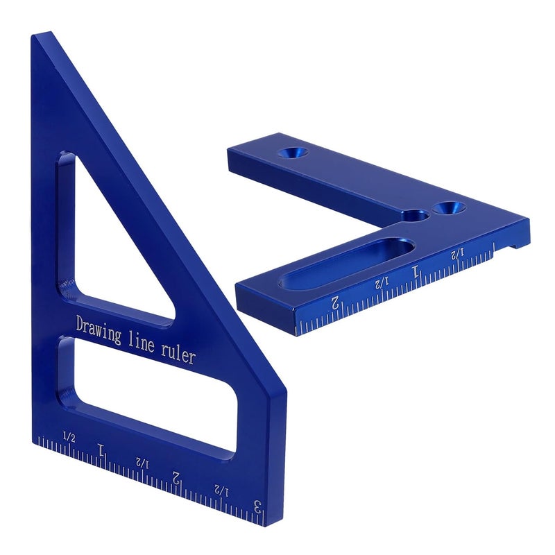 STAHAD Multi-Angle Measuring Ruler 45° 90° Triangle Square Metal Carpenter Ruler with Imperial Scale for Woodworking and Engineering Layout Tools - Image 1