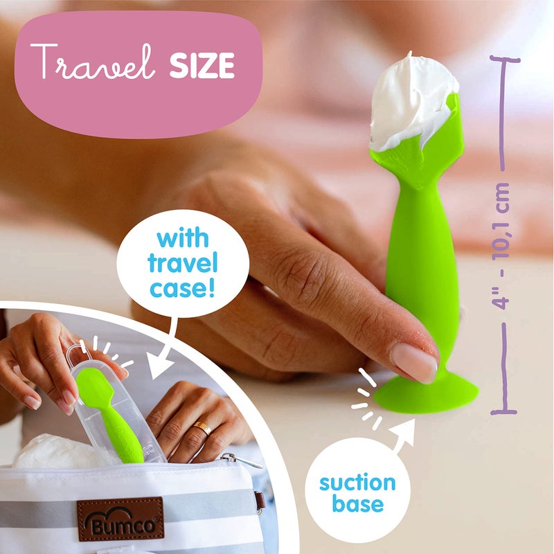 بيبي بام برَش Bumco Mini Diaper Cream Spatula with Case - BPA-Free  Spatula Baby, Soft  Flexible Diaper Spatula, Diaper Cream Applicator, Mom-Invented Baby Must Haves, Diaper Bag Essentials,  Paste Spatula - Image 3