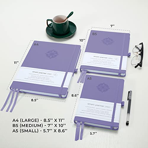 Smart Planner Pro – Undated Daily Planner – Small A5 – Achieve Goals & Increase Productivity – Weekly, Monthly, Work Sections, Organizer Diary with Back Pocket, 3 Satin Bookmarks & Pen Holder - Image 2