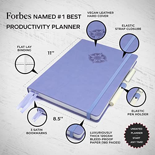 Smart Planner Pro – Undated Daily Planner – Small A5 – Achieve Goals & Increase Productivity – Weekly, Monthly, Work Sections, Organizer Diary with Back Pocket, 3 Satin Bookmarks & Pen Holder - Image 3
