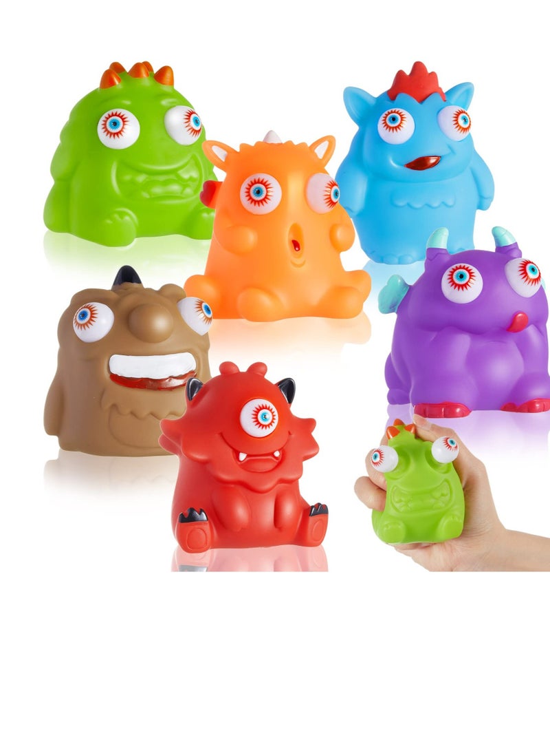 Excefore 6 Pcs Stress Relief Toys, Squeeze Toys with Pop Out Eyes, Fun Squeeze Stress Relief Toys for Kids, Birthday Party Favors for Boys Girls - Image 1