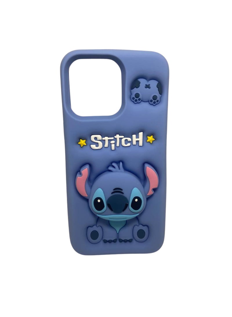 Ecosystem Stylish 3D Cartoon Case Compatible for iPhone 11 -Round Protection, Anti-Slip, Scratch-Resistant, and Fun Aesthetic Cover (Plue Stitch POP Socket) - Image 1