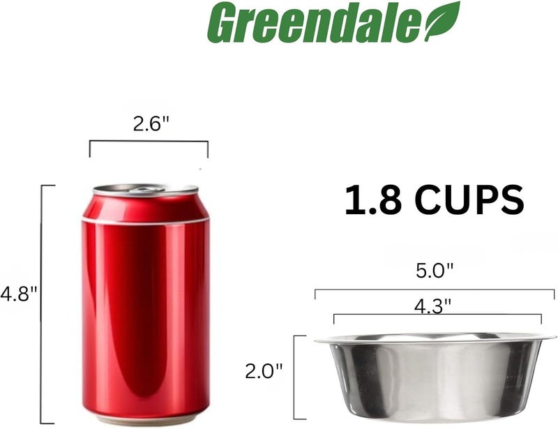 Greendale - 4 Pack - 1.8 Cup Capacity - Stainless Steel Metal Dog Bowls - Perfect for Dog Food and Water. Wrong Size? Click to Look at Our Size Options. - Image 2