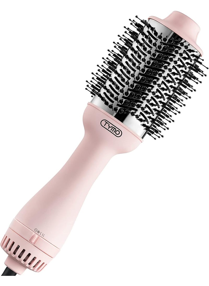 TYMO TYMO Pink Volumizer Hair Dryer Brush with Titanium Barrel 1200W 3 Speeds Nylon Bristles Ionic Technology Salon Longlasting Hairstyles Hot Air Brush for Women Designed for 120V USA Outlets 