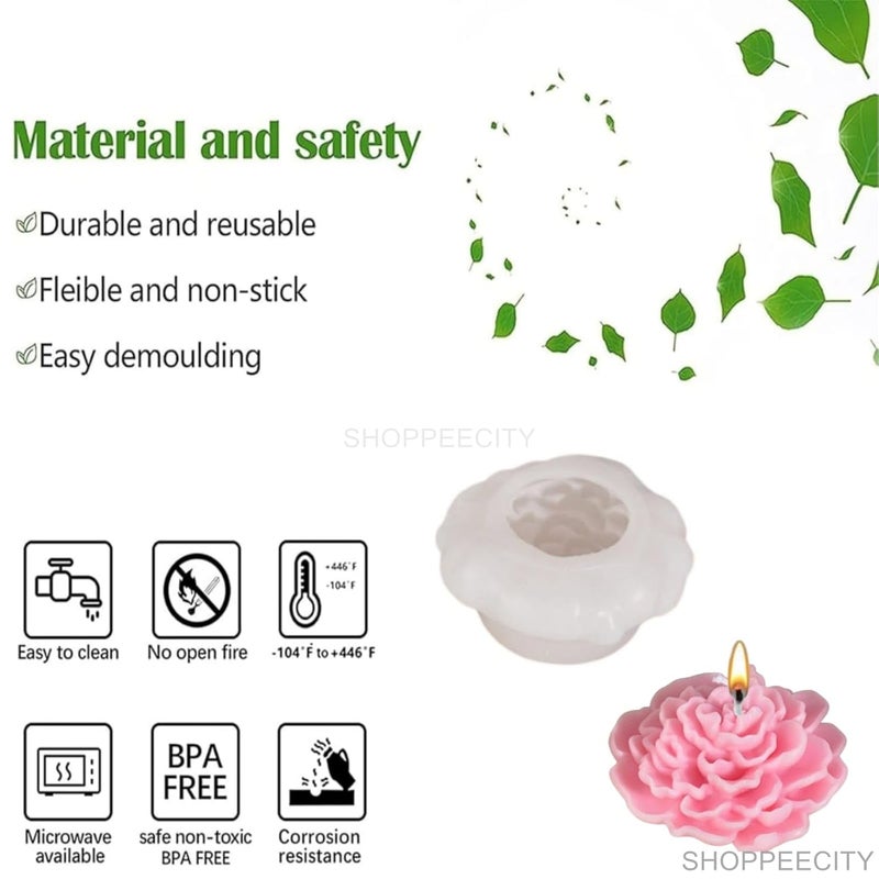 Shoppeecity Lotus Flower Candle Molds Lotus Flower Mold Lotus Flower Silicone Molds for Candle Making Candle Home Decorate Mold Aromatherapy Soap Gypsum Candles Resin Clay Craft and DIY Gifts Lotus D - Image 2
