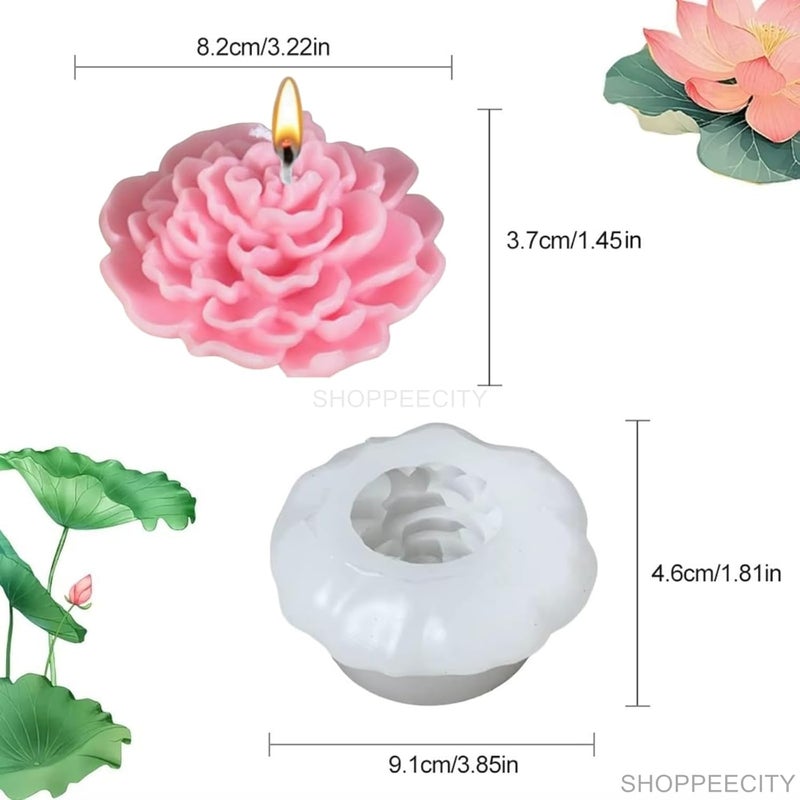 Shoppeecity Lotus Flower Candle Molds Lotus Flower Mold Lotus Flower Silicone Molds for Candle Making Candle Home Decorate Mold Aromatherapy Soap Gypsum Candles Resin Clay Craft and DIY Gifts Lotus D - Image 3