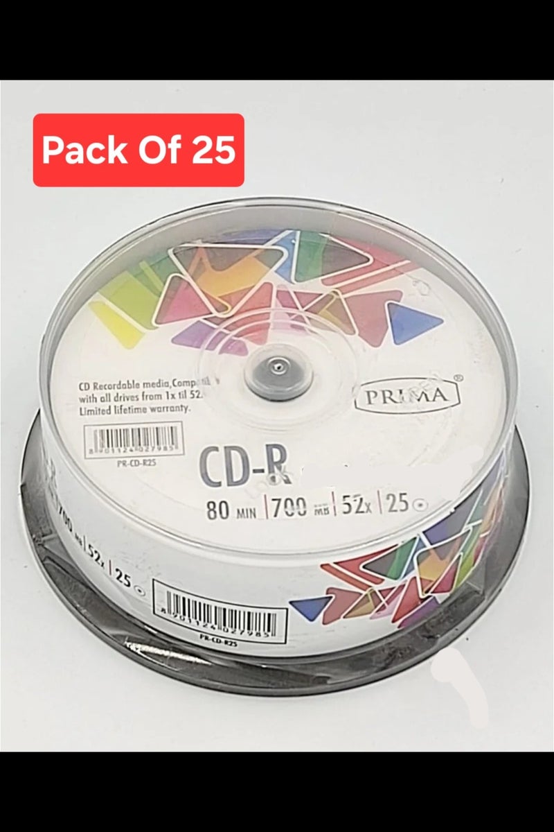 Pack of 25-Piece Media On Spindle CD CD-R 52X