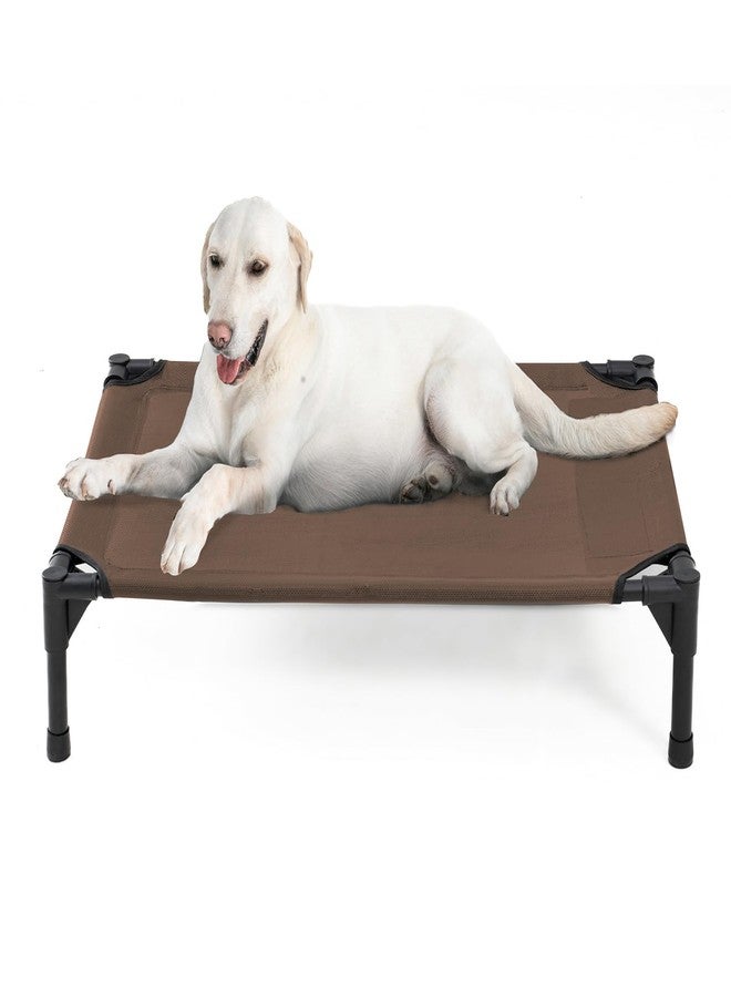 Garnpet Elevated Dog Bed for Large Dogs, Raised Dog Cot Fits Up to 120 LBs, Heavy Duty Pet Cots with Durable Supportive Teslin Recyclable Washable Mesh, Indoor & Outdoor Pet Bed, Brown - Image 1