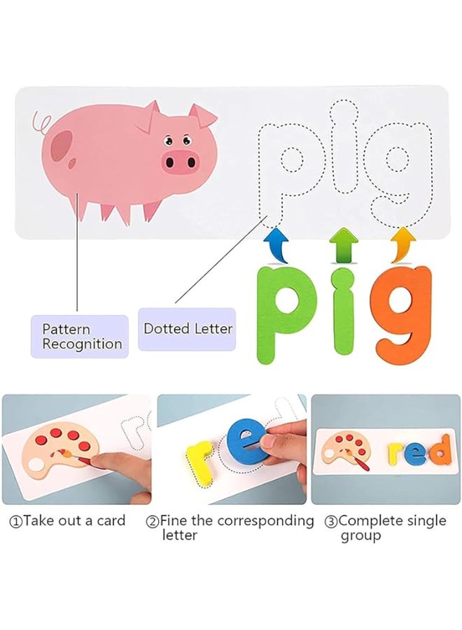 Capstro Wooden Alphabet Spelling Word Game – Kids Learning Toy with Letter Matching Cards & Word Building Activity | Early Education Language Practice – Spelling Game Set - Image 3