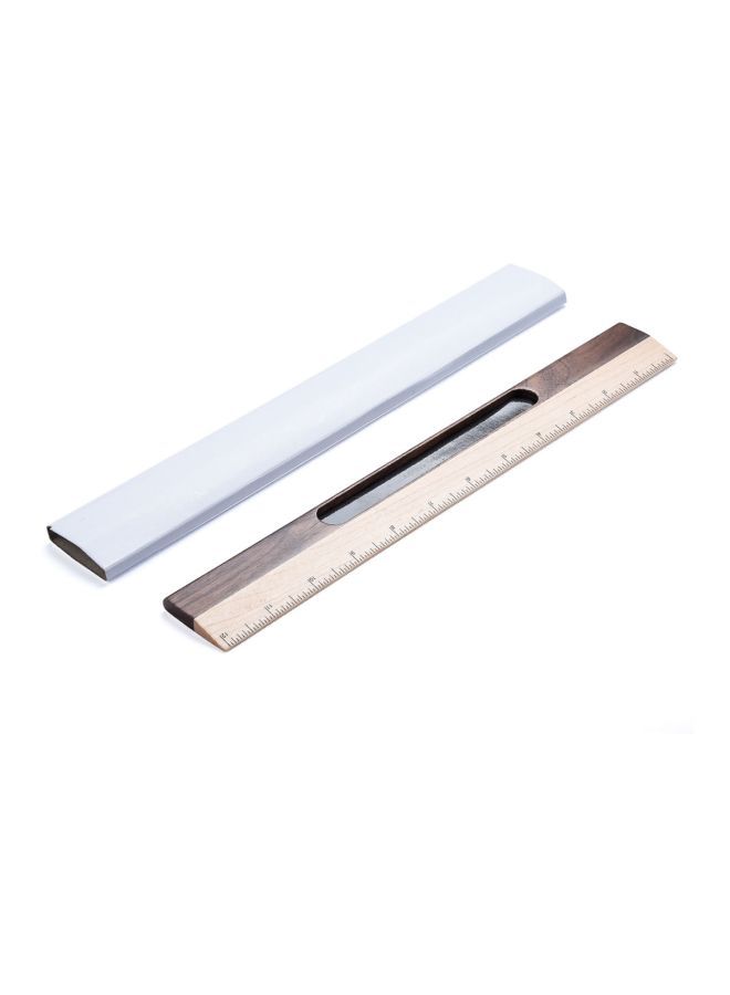 NIBEMINENT Birch Wooden Ruler With Pen Holder Brown/Beige  - Image 4
