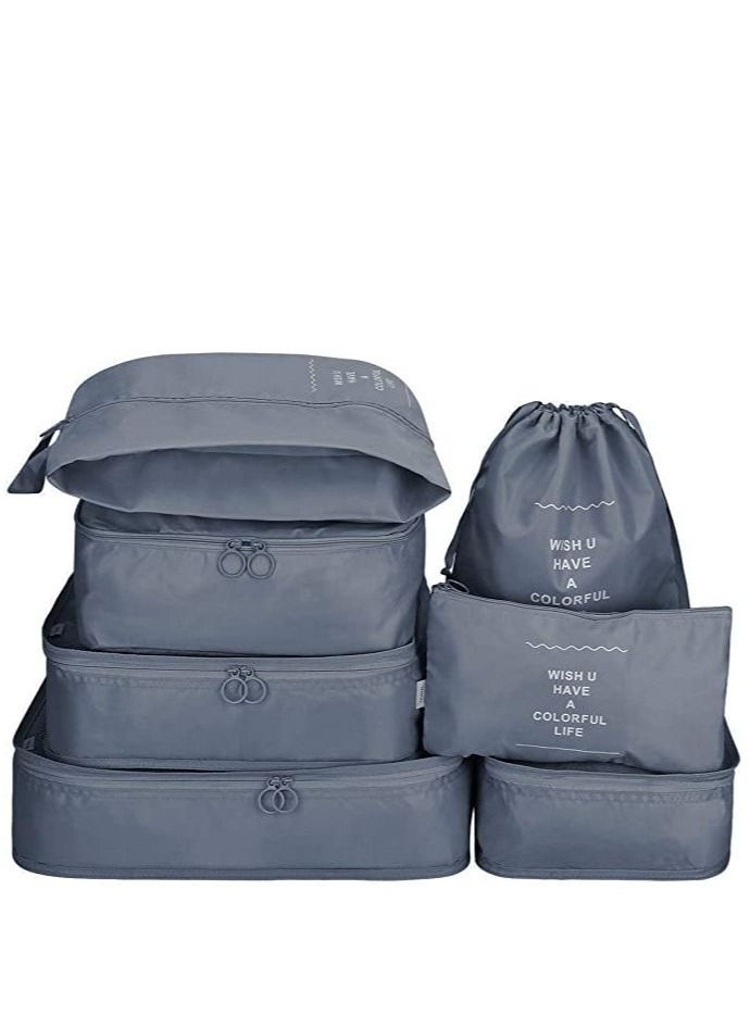 Womdee 7Pcs SET Travel Luggage Organizer Packing Cubes Set Storage Bag Waterproof Laundry Bag Traveling Accessories  - Image 1