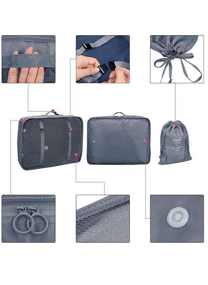 Womdee 7Pcs SET Travel Luggage Organizer Packing Cubes Set Storage Bag Waterproof Laundry Bag Traveling Accessories  - Image 3
