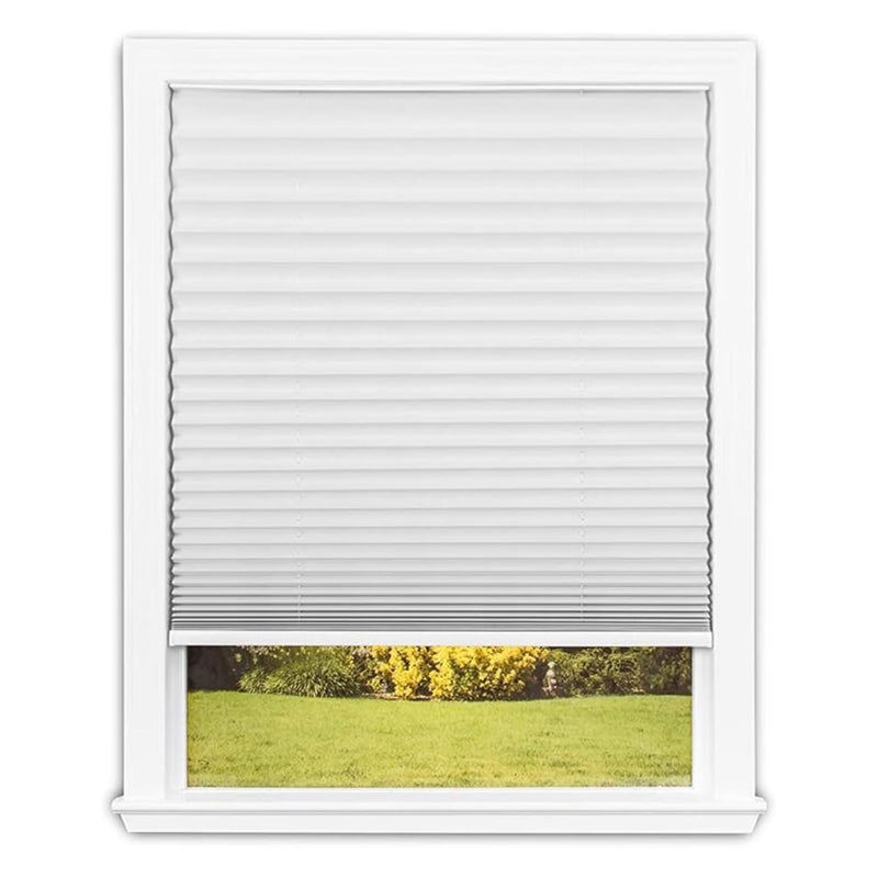 Redi Shade No Tools Easy Lift TrimatHome Cordless Pleated Light Blocking Fabric Shade White 48 W x 64 L Fits windows 31 in  48 in