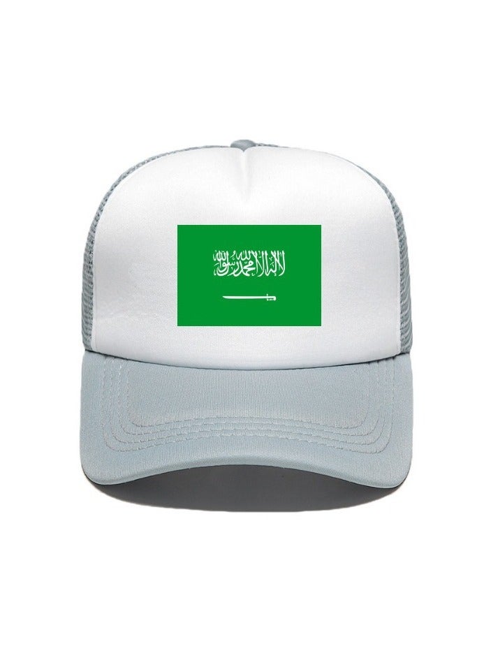 علم السعودية القبعة البيضاء الرمادية