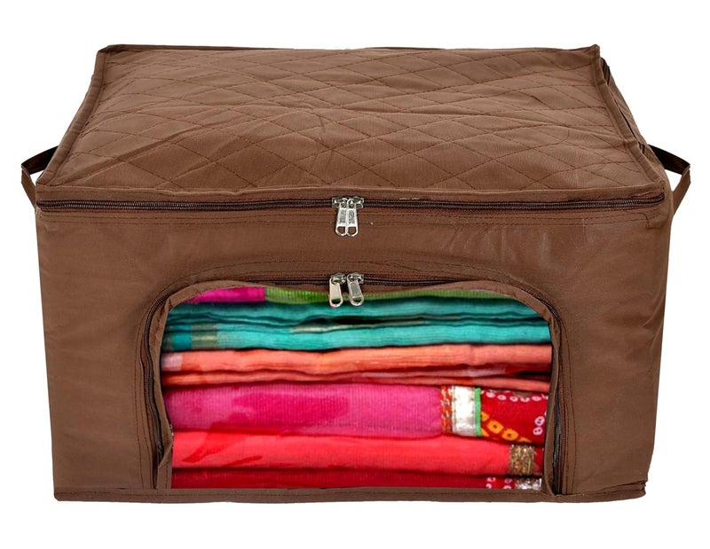 Kuber Industries Kuber Industries Clothing Storage Bags Under Bed Foldable Organizer Store Blankets Clothes With Zipper Tranasparent Window 66 Litre Pack of 2 BrownHS_38_KUBMART21299  - Image 3