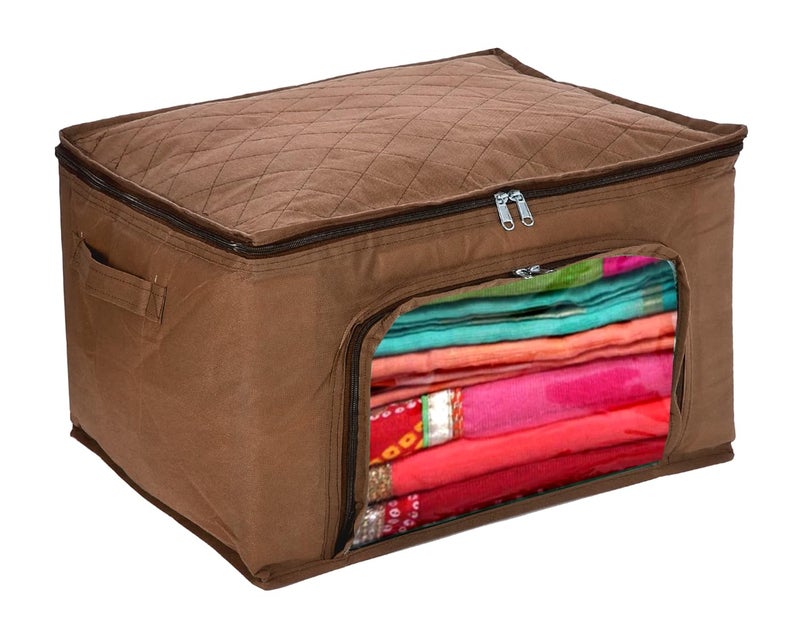 Kuber Industries Kuber Industries Clothing Storage Bags Under Bed Foldable Organizer Store Blankets Clothes With Zipper Tranasparent Window 66 Litre Pack of 2 BrownHS_38_KUBMART21299  - Image 2