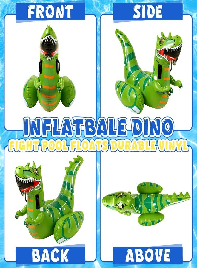 Arrowbash مجموعة ألعاب عوامات حمام السباحة القابلة للنفخ من آروباش، 4 قطع، لعبة ديناصورات عملاقة قابلة للركوب لشخصين، مناسبة للمراهقين والبالغين، لعبة سباحة مائية ممتعة في الهواء الطلق، هدية مثالية للمنافسة العائلية - Image 3