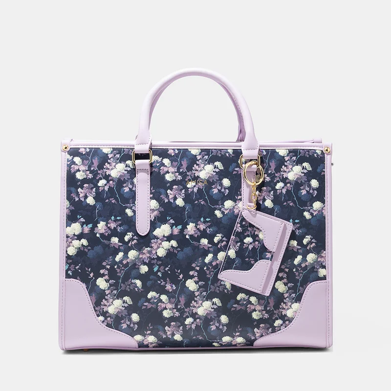 AMICA Ella  Floral Satchel Handbag - Purple