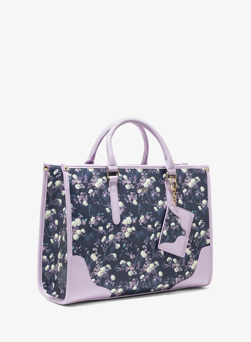 أميكا AMICA Ella  Floral Satchel Handbag - Purple