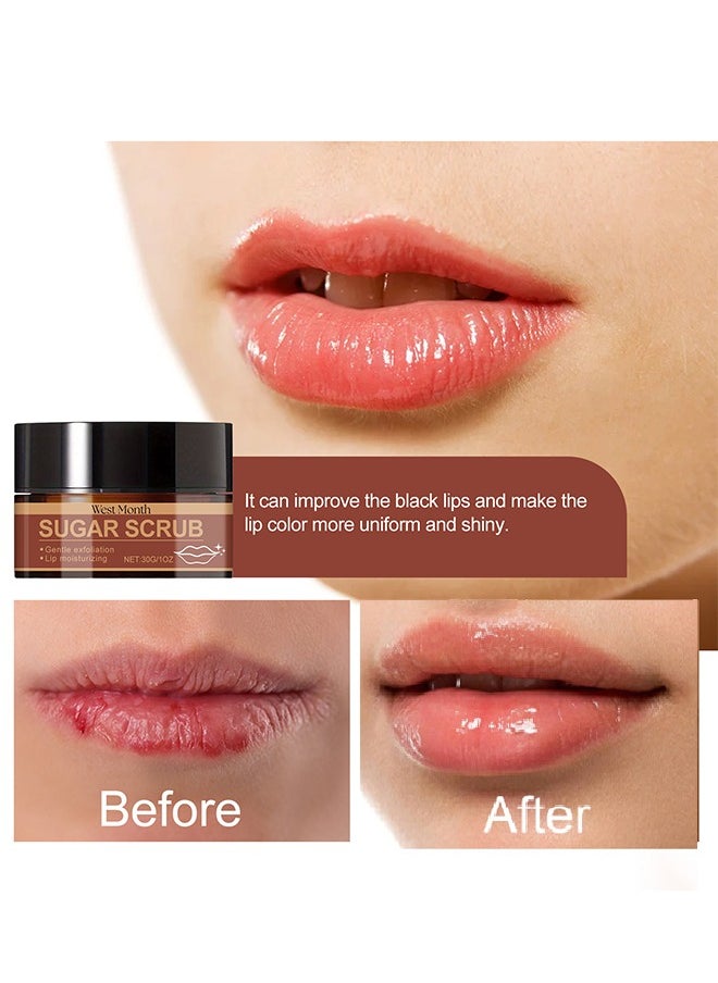 West&Month Sugar Scrub，Lip Exfoliator and Moisturizer For Dry Chapped Lips-30G  - Image 3