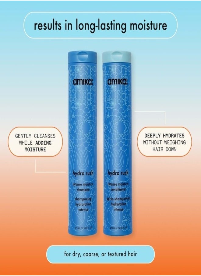 amika - Amika Hydro Rush Intense Moisture Conditioner – Deep Hydrating Conditioner with Hyaluronic Acid and Squalane for Long-Lasting Softness, Shine, and 72-Hour Hydration for Dry, Thirsty Hair – 9.2 oz / 275 ml, Vegan & Cruelty-Free - Image 1
