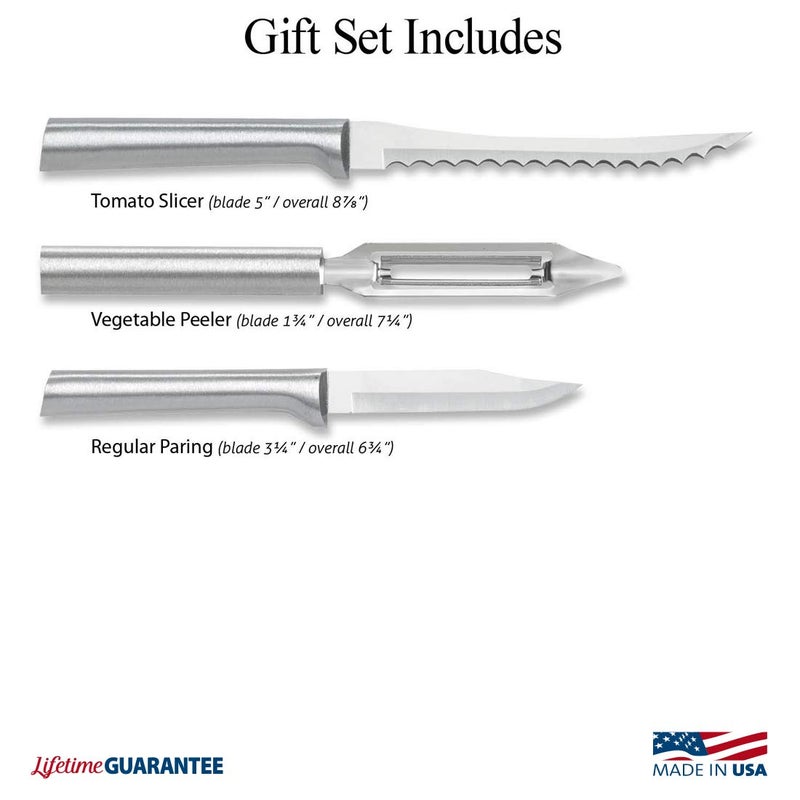 Rada Cutlery 3-Piece Peel  Pare & Slice Knife Gift Set (S18)  Stainless Steel Hollow Ground Blades  Made In Usa  Silver Handles - Image 2