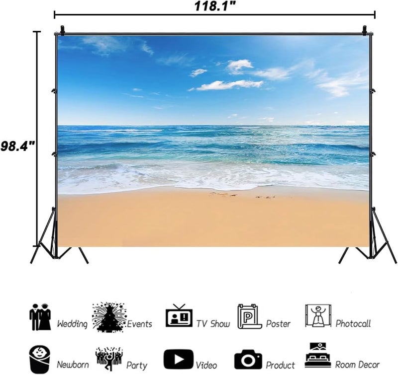 AOFOTO 10x8ft Seaside Beach Photography Background for Kids and Adults - Image 3