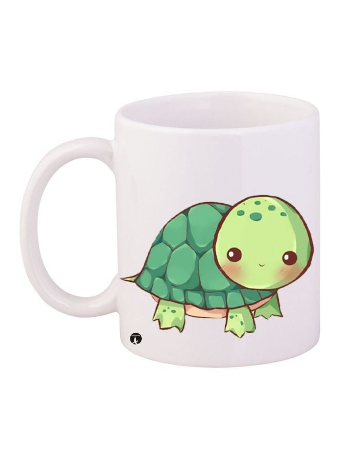 RYN Turtle Printed Coffee Mug White/Green/Black 11ounce